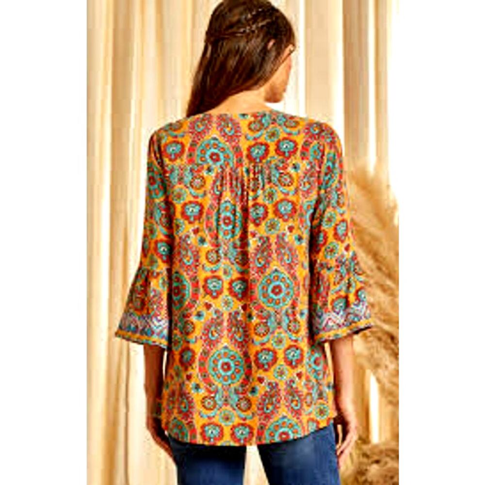 Savanna Jane Bohemian-Style Peasant Blouse Size: 2X Plus Size - Picture 3 of 5